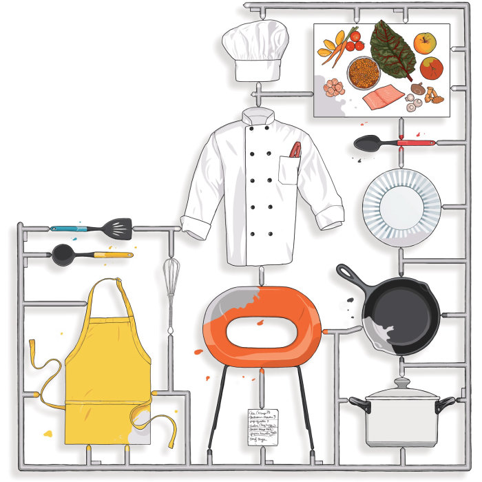 Cheff dress, Kitchen equipment, utensils, 