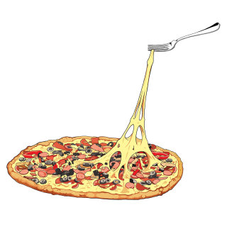Ilustración de pizza por Jonathan Allardyce