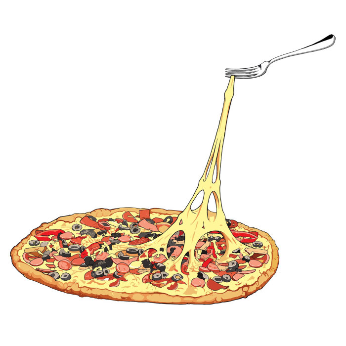 Ilustração de pizza por Jonathan Allardyce