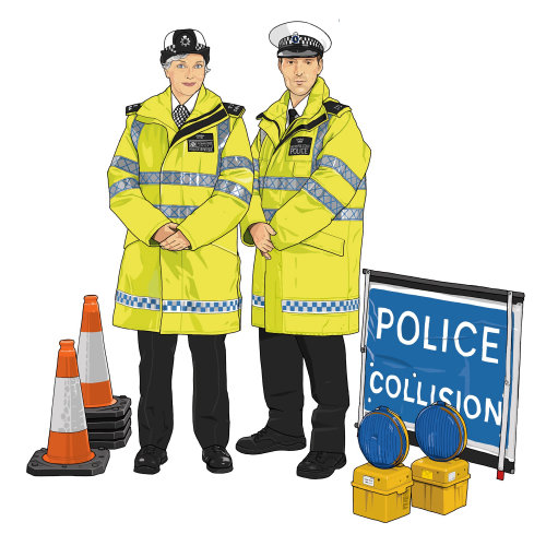 Ilustración de policías de tránsito
