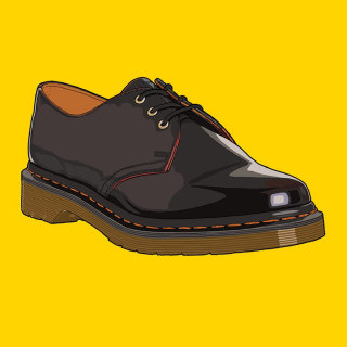 Ilustração de sapatos vintage Dr Martens Oxblood 1461