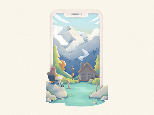 Woodland Smart Phone illustration by Jonathan Favari