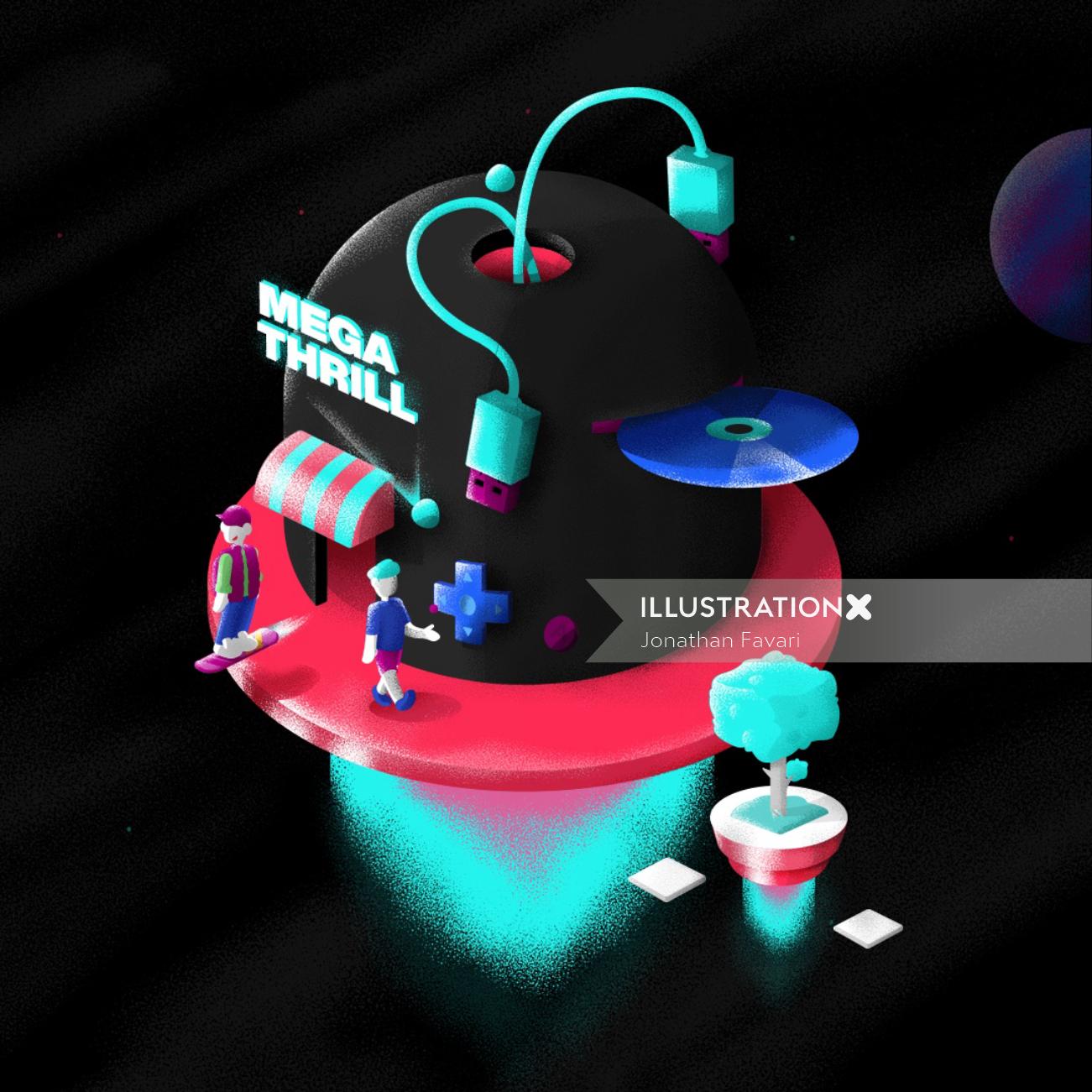 TikTok の Megamall セール用の Mega Thrill 架空のイラスト