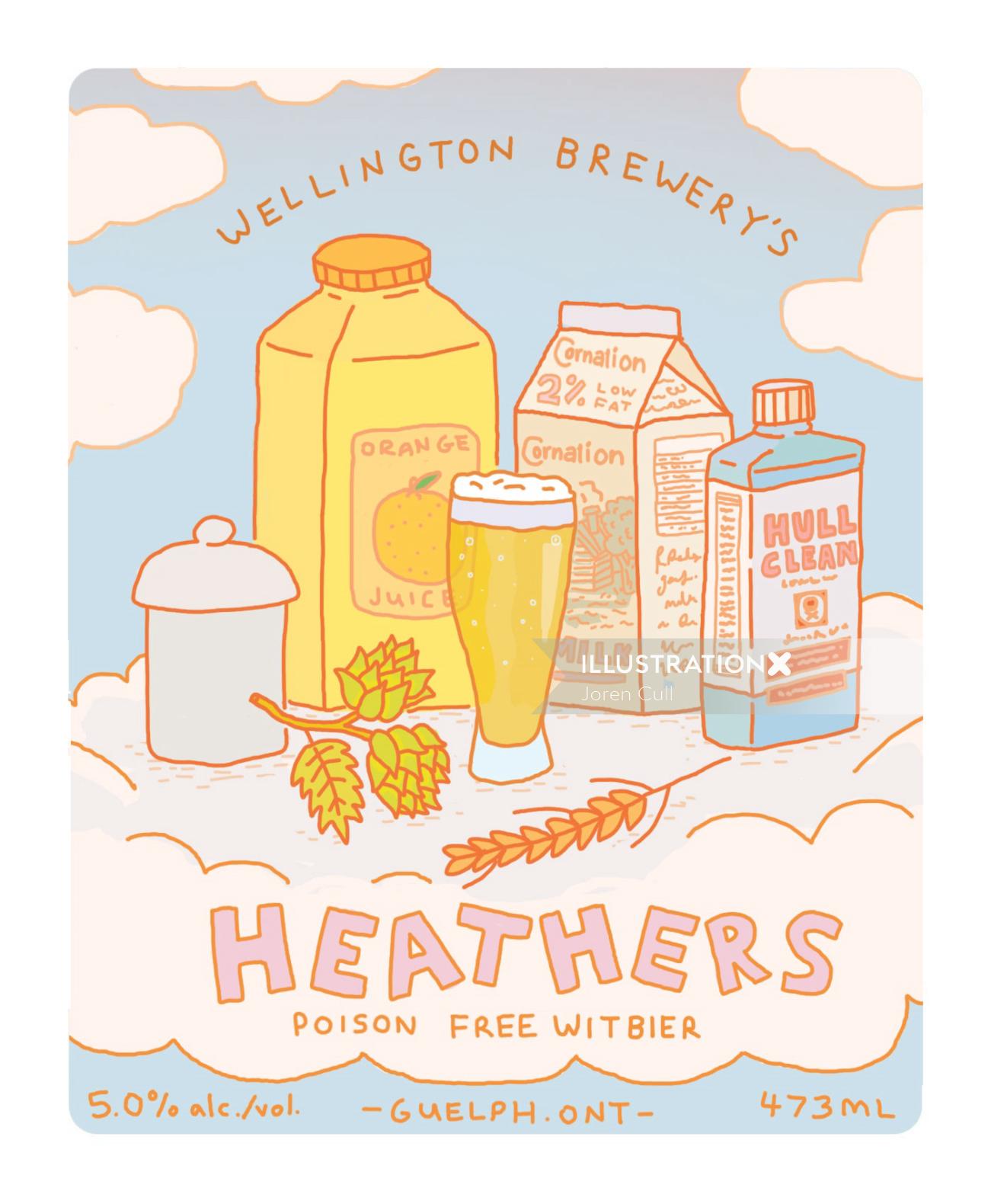 Advertising illustration of heathers drinks 