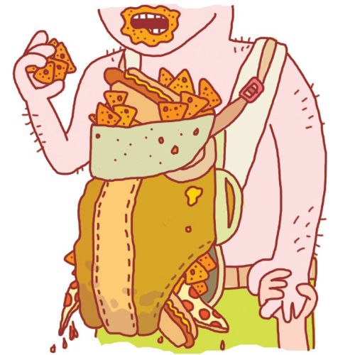 Cartoon illustration of foodie man 