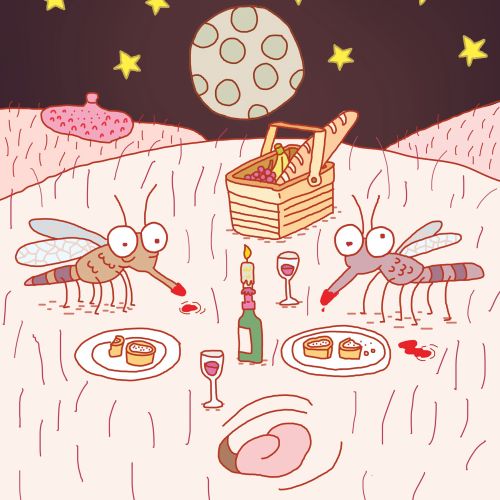 Small creatures collecting food illustration 