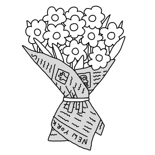 Line illustration of flower bouquet