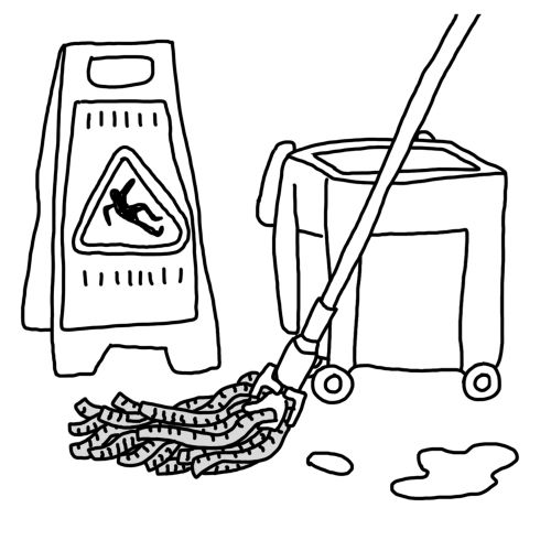 Black and white illustration of cleaning kit 