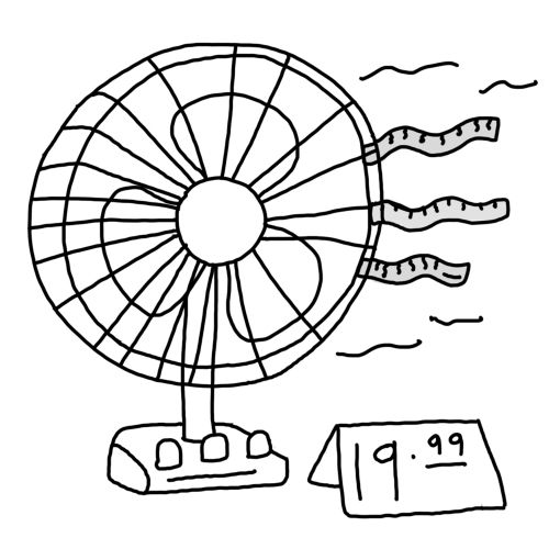 Line drawing of table fan 