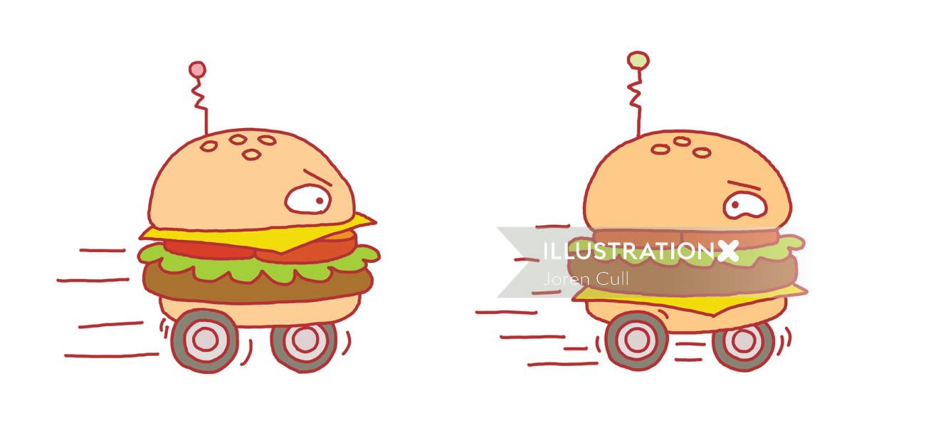 Illustration for an article about competing fast-food burger chains