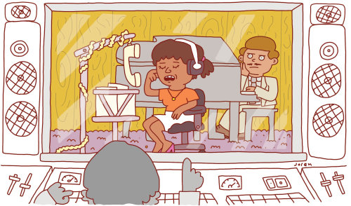 Illustration for a humor piece about a woman having to record her "out of office" 