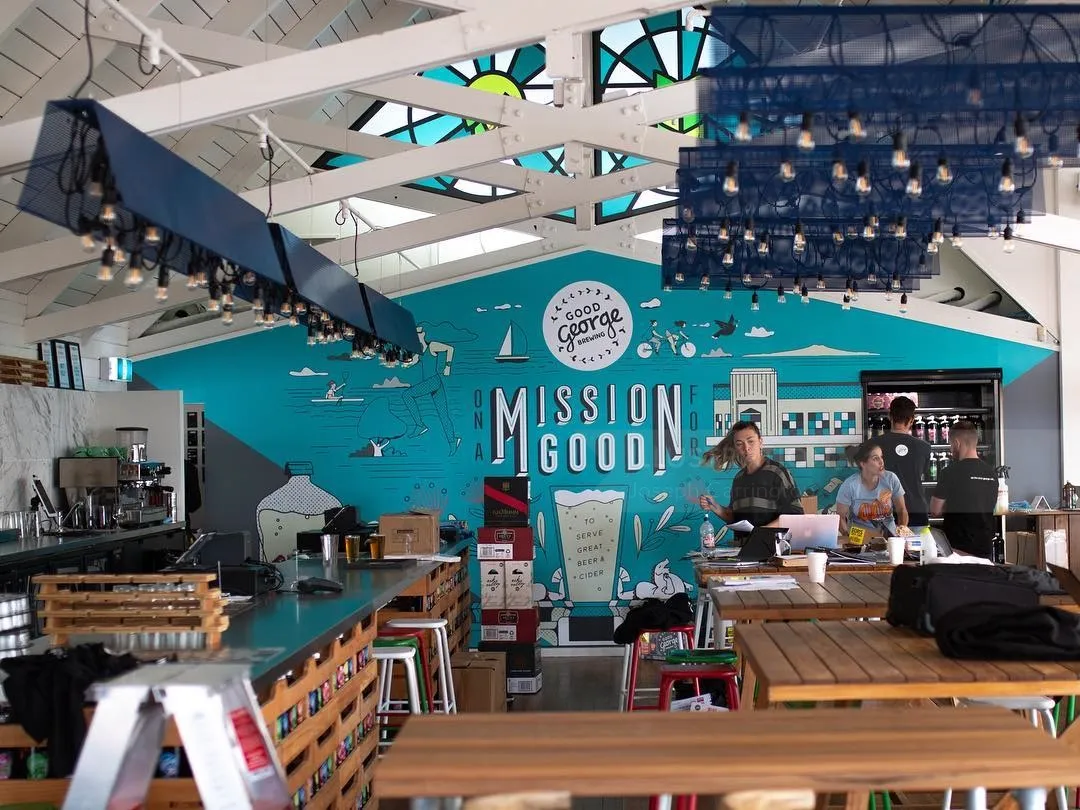 Mural of mission good in restaurant