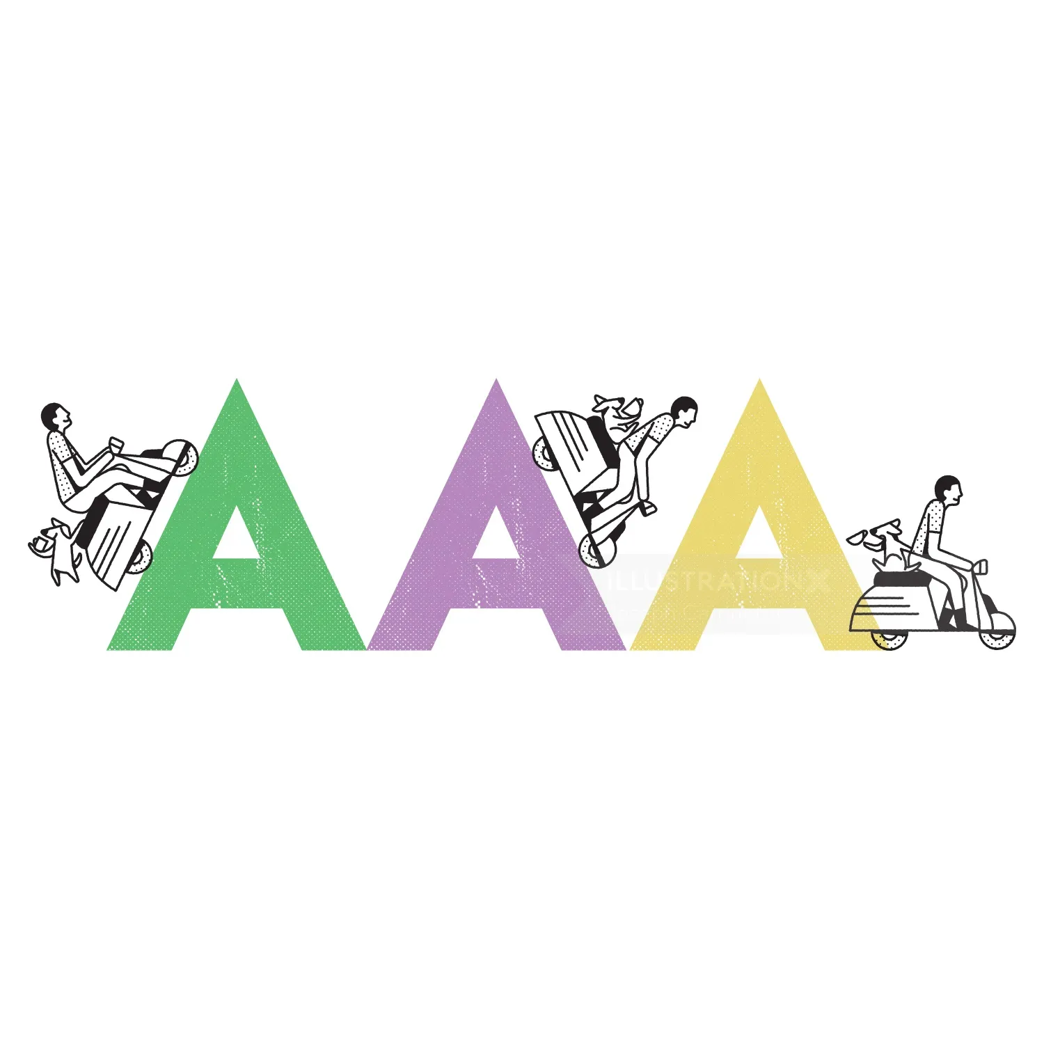 Lettering man riding on letters
