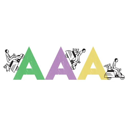 Lettering man riding on letters
