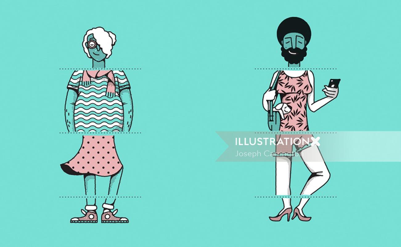 Flat color man and woman
