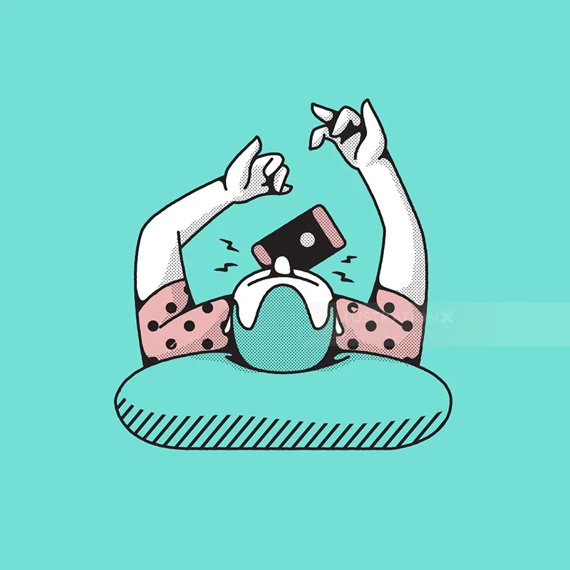 People with mobile in mouth
