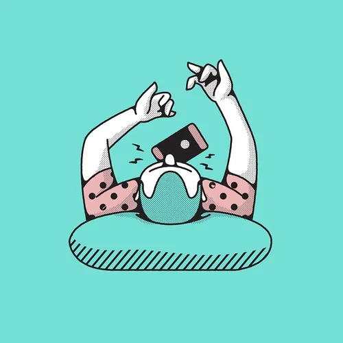 People with mobile in mouth
