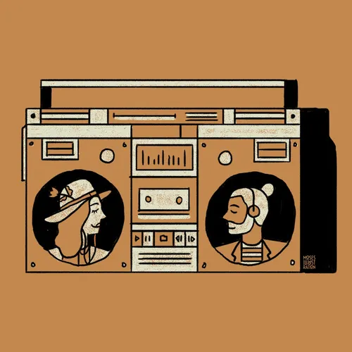 line art of tape recorder
