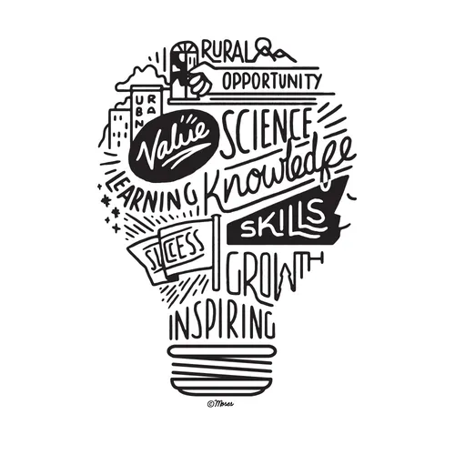 Lettering art on light bulb 