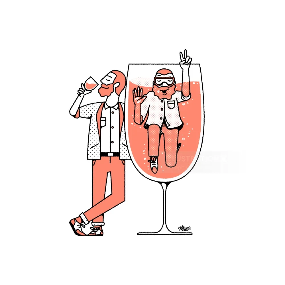Cartoon & Humor man drinking wine
