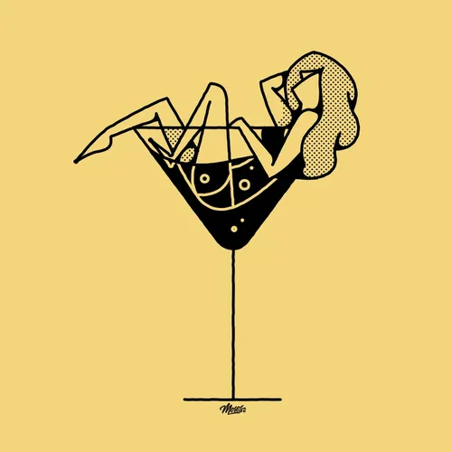 Line woman in wine glass
