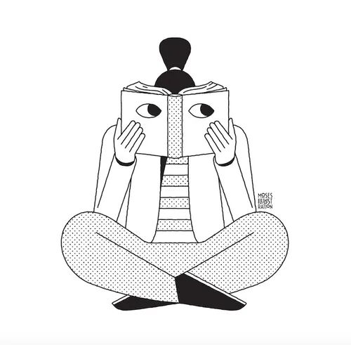 line art of woman with eyes blink

