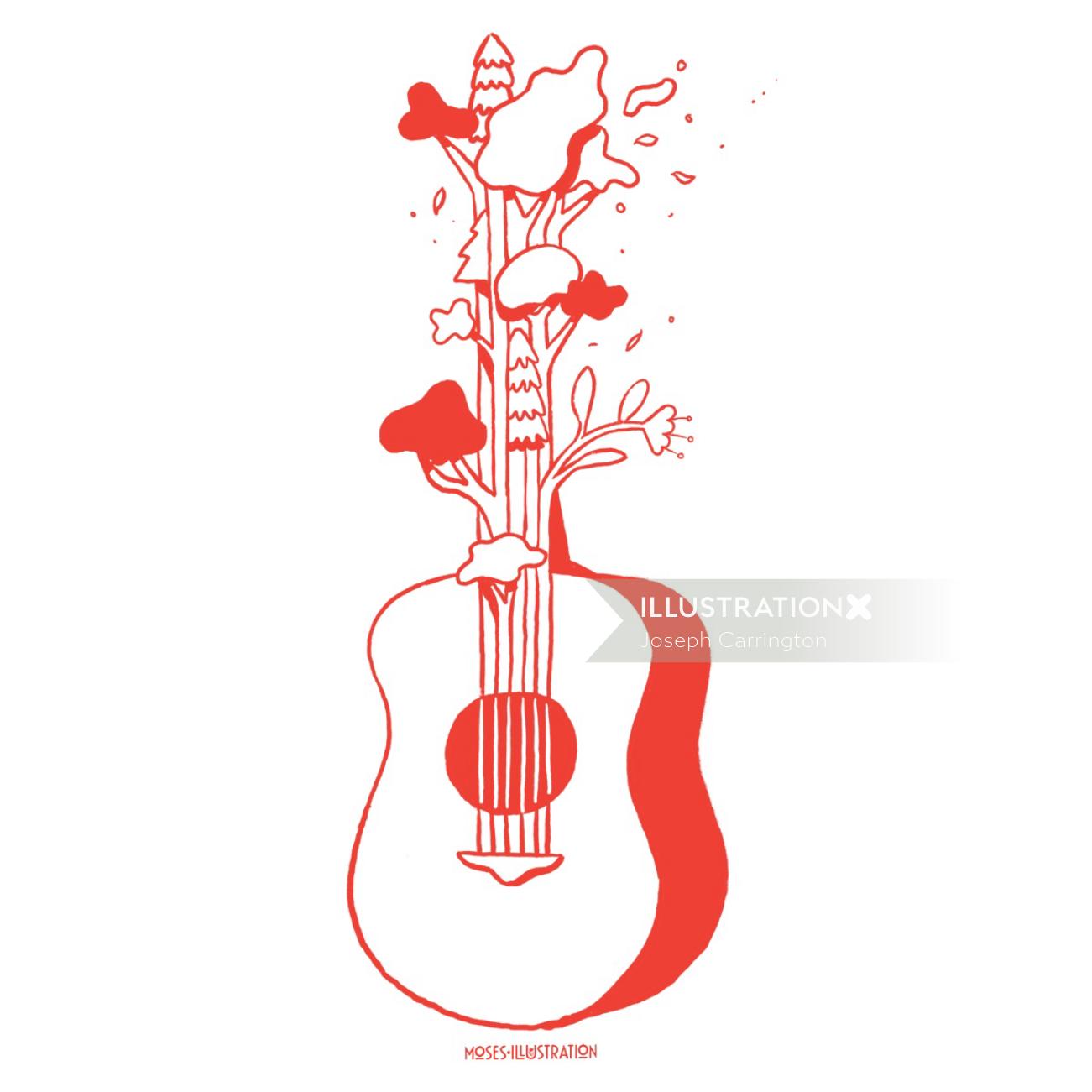 Ilustração da natureza da guitarra