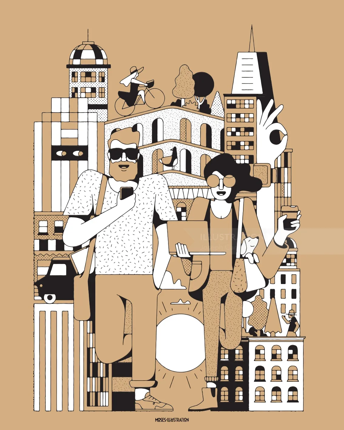 Editorial magazine cover about technology and tourism