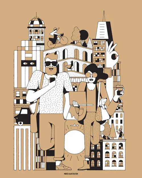 Editorial magazine cover about technology and tourism