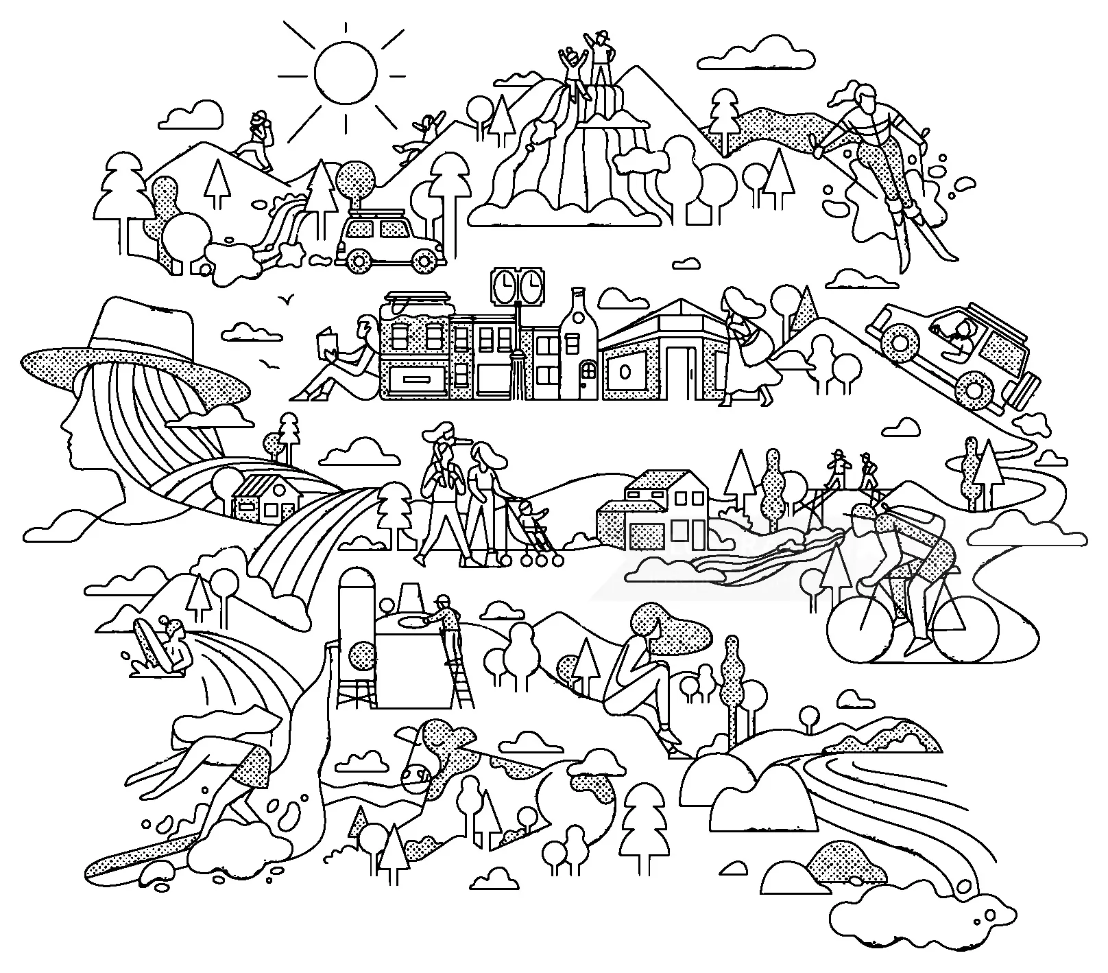Line art of people lifestyle
