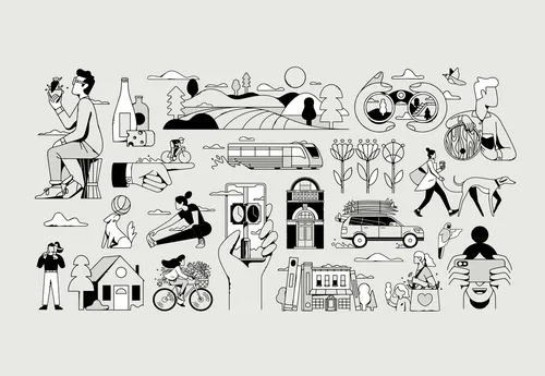 Black & White line art illustration
