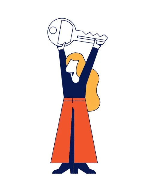 people woman with key
