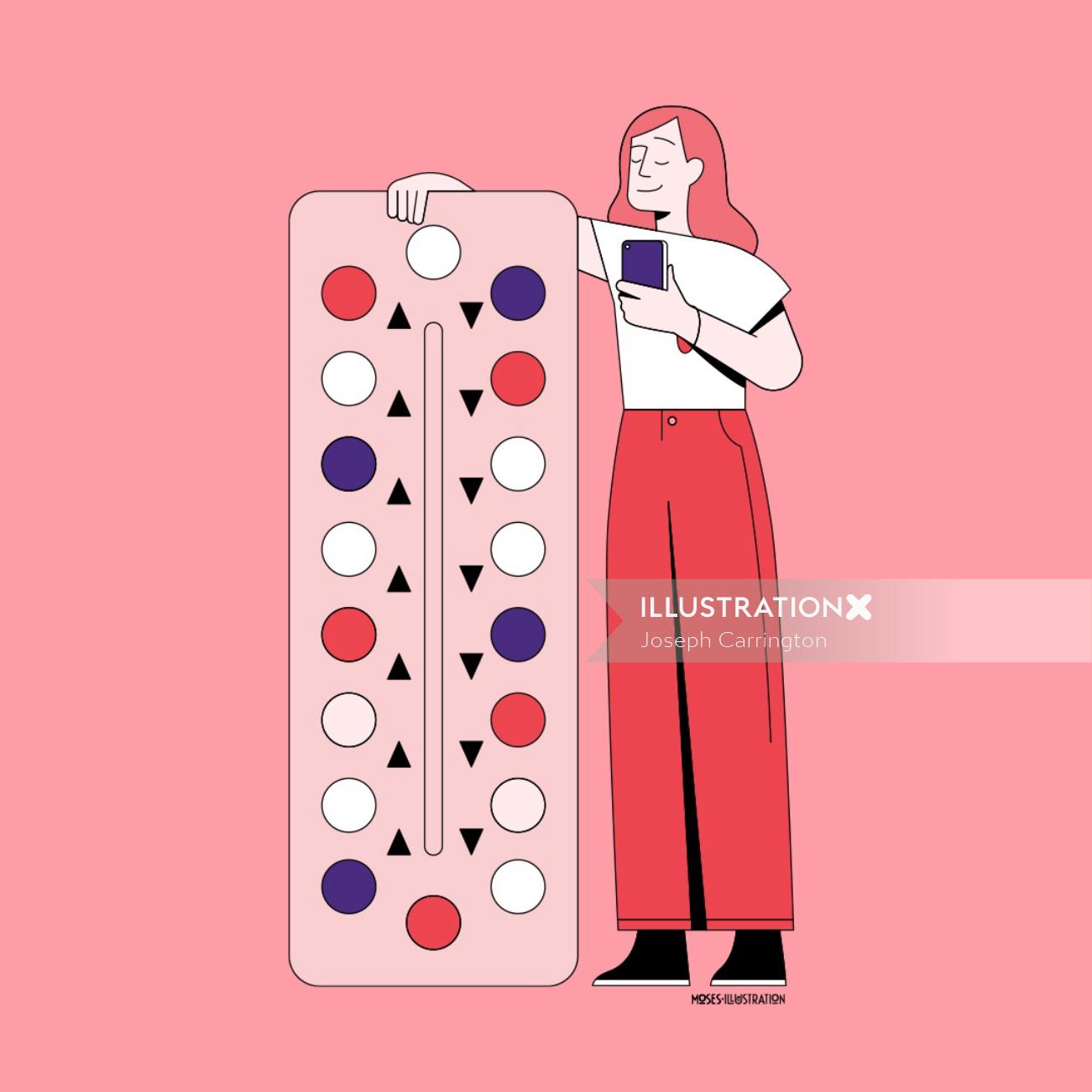 Graphic art of woman with big board