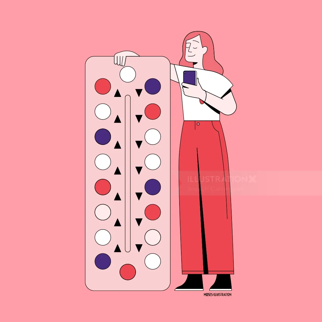 Graphic art of woman with big board