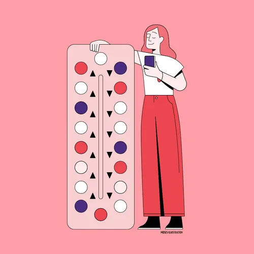 Graphic art of woman with big board