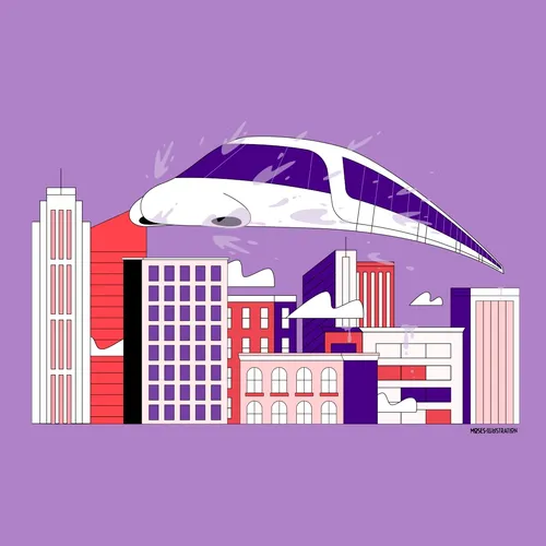Graphic train in city