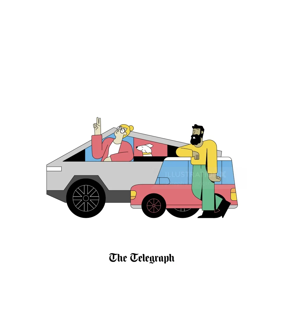 Graphic people with car