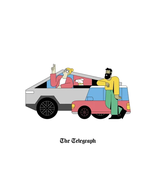 Graphic people with car