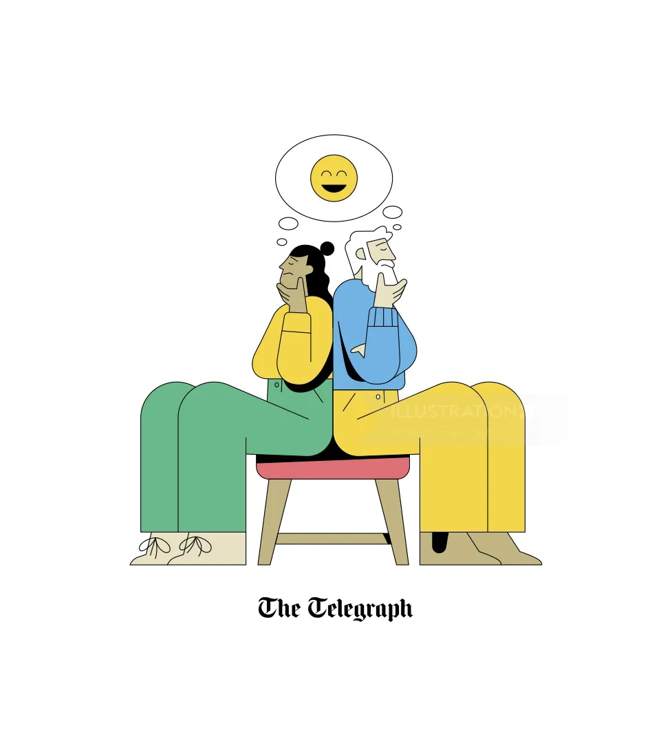 Graphic couple with same thought