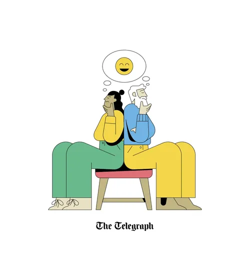 Graphic couple with same thought