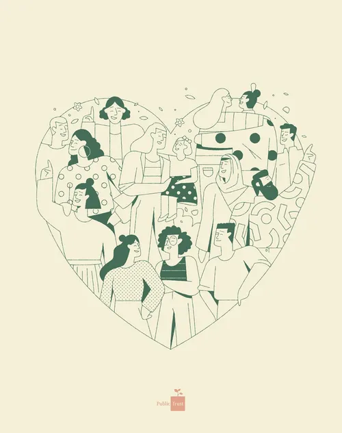 Graphic people in heart shape