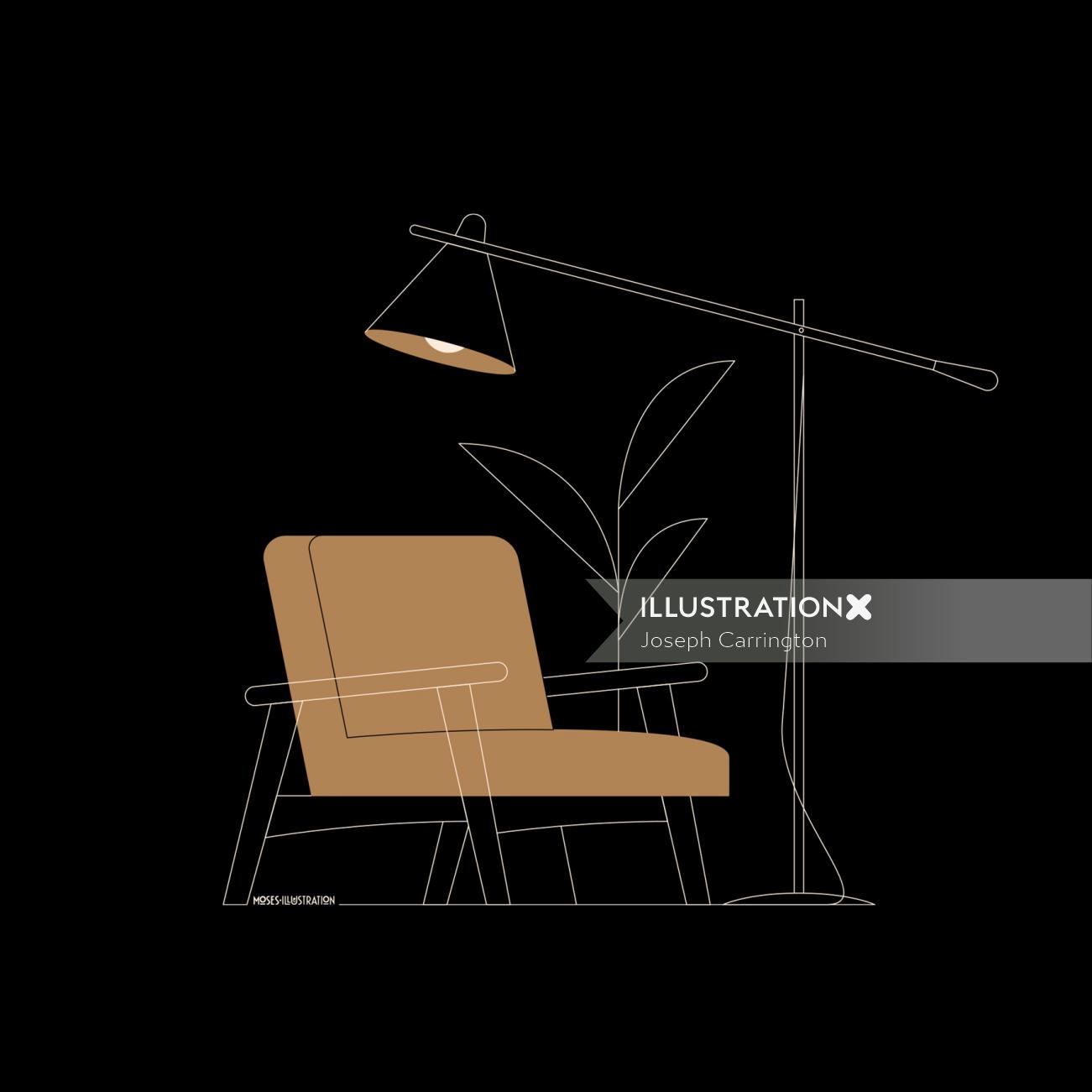 Graphic chair in dark