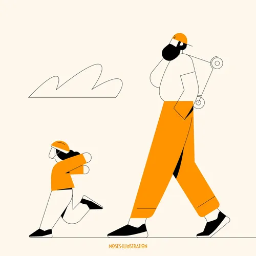 Graphic father and daughter