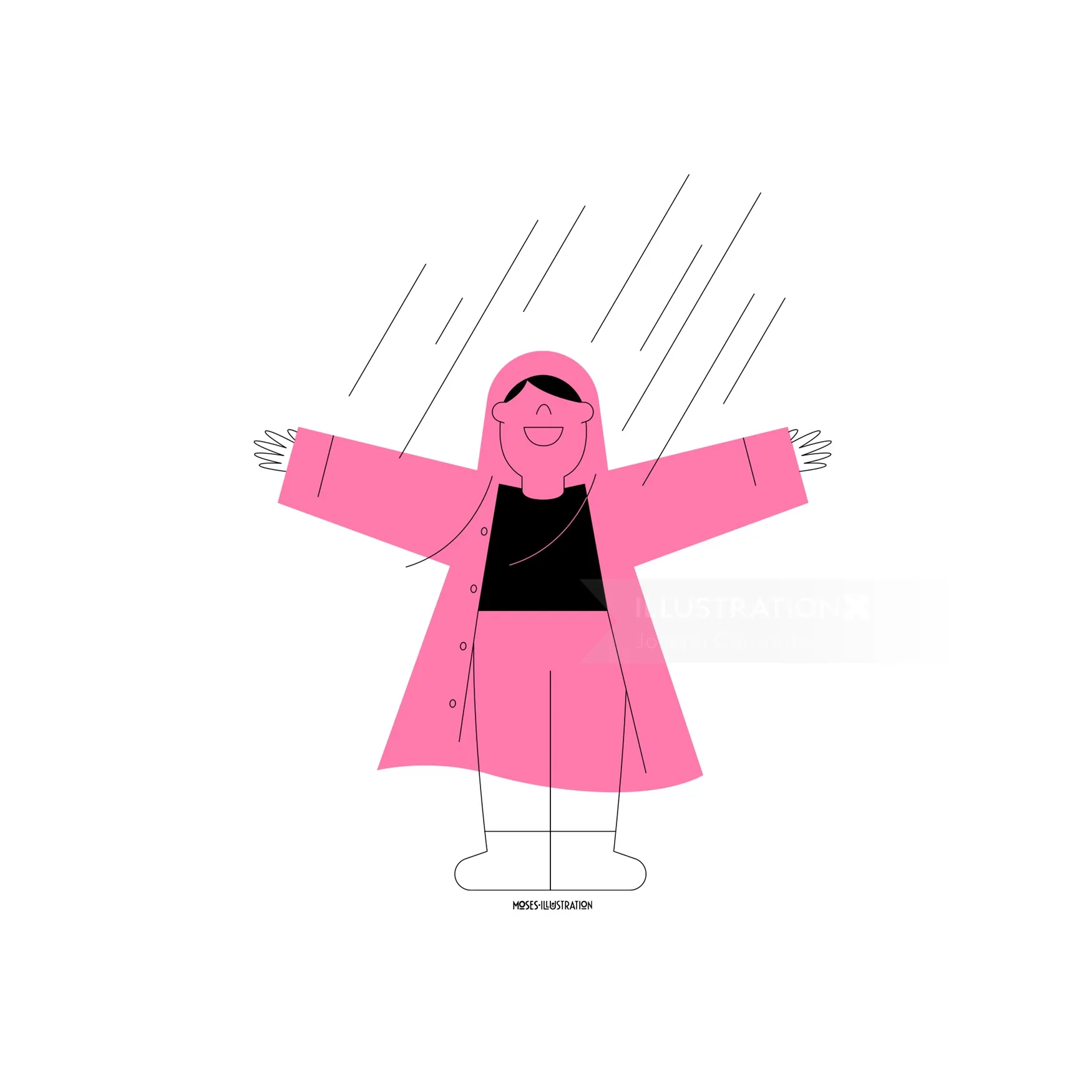 Graphic girl in pink coat