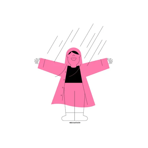 Graphic girl in pink coat