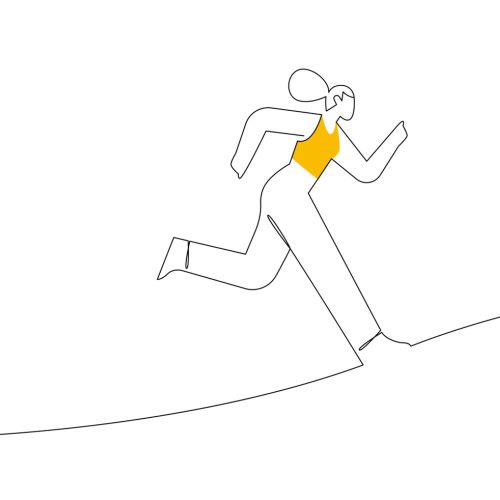 Graphic line art of woman running