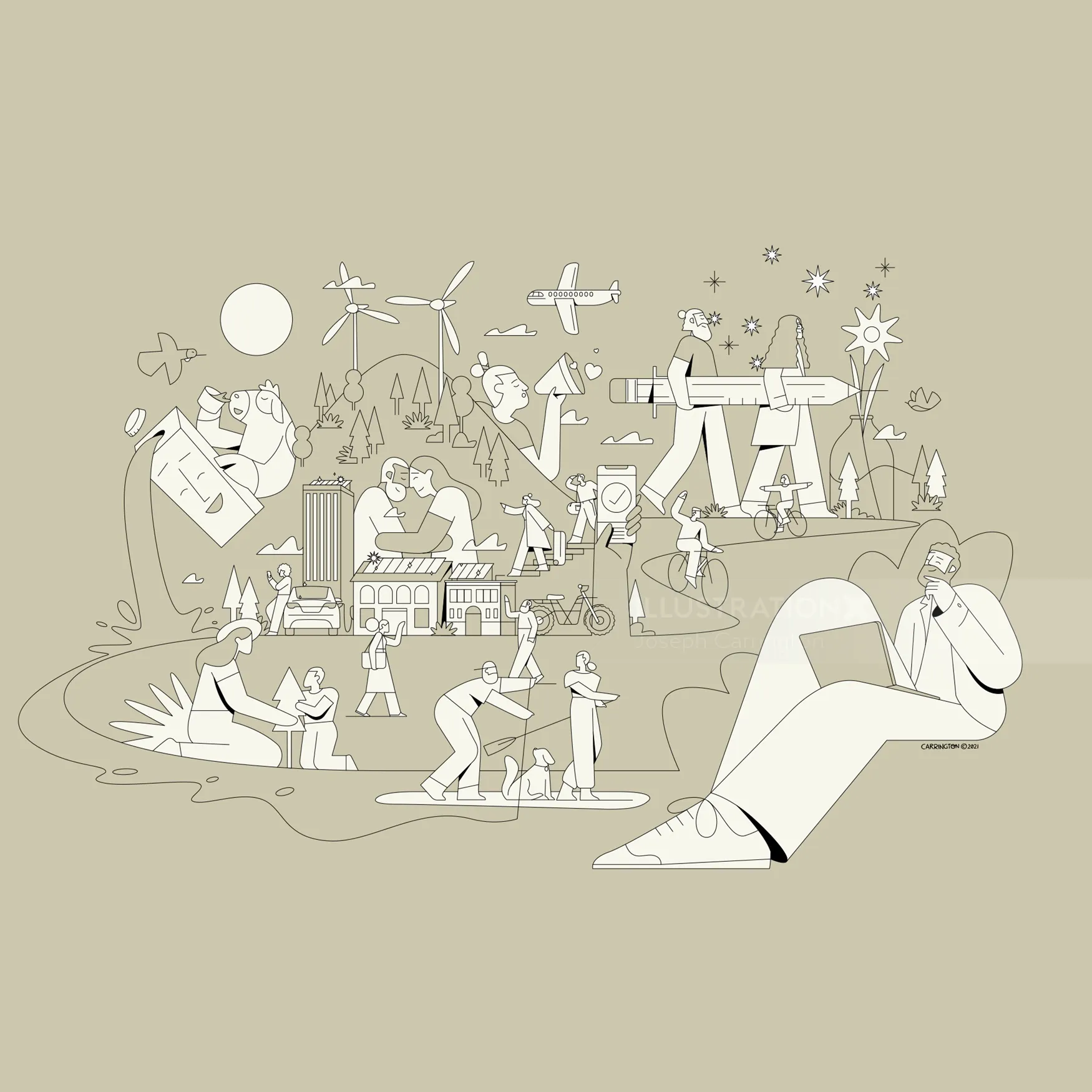 Graphic collage of people