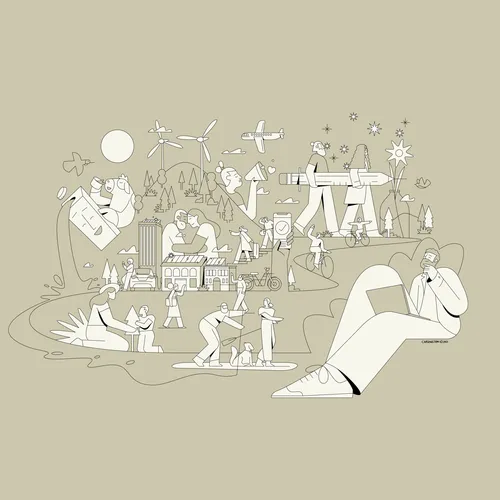 Graphic collage of people