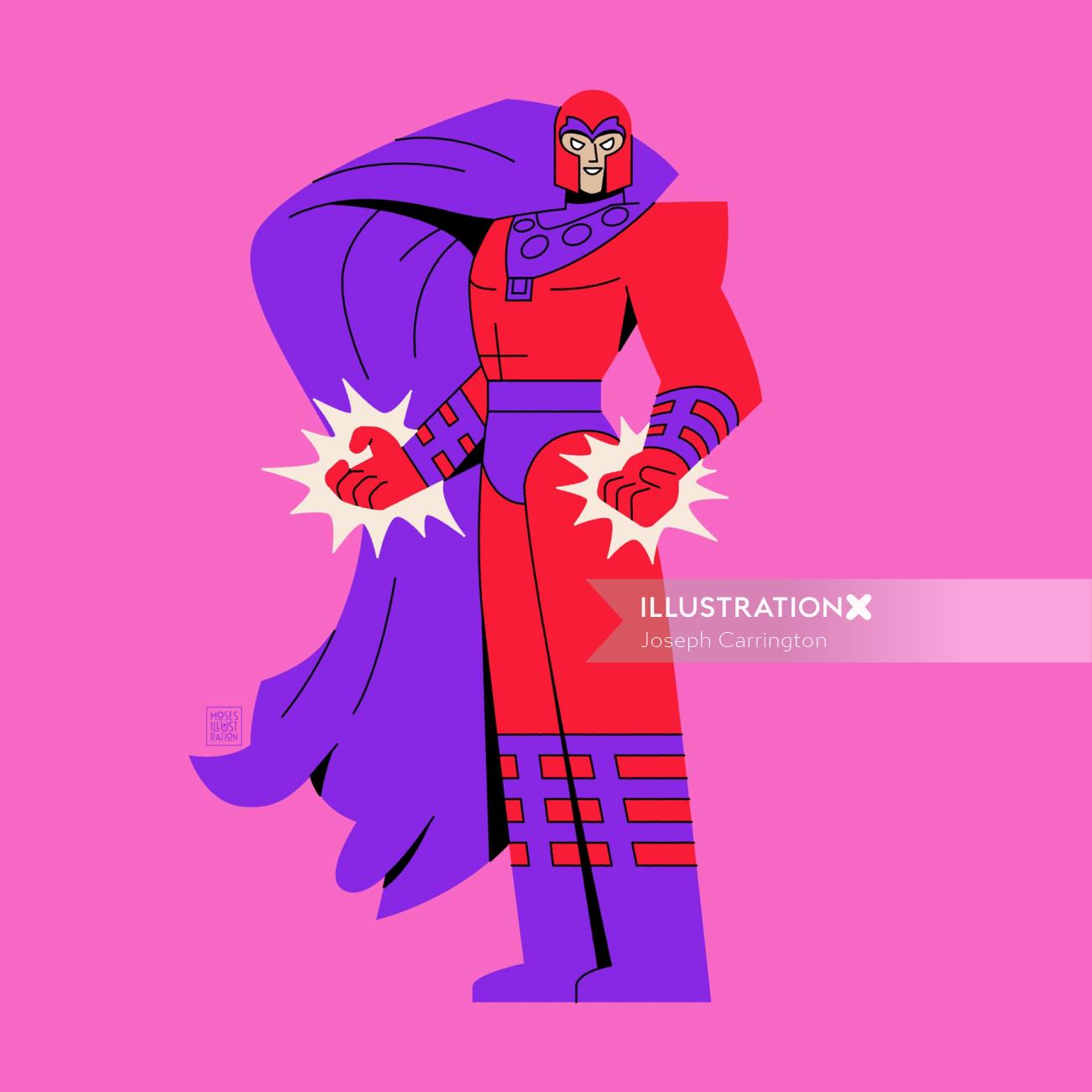 Graphic art of Super hero with power hands