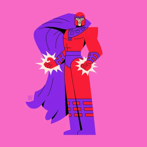 Graphic art of Super hero with power hands